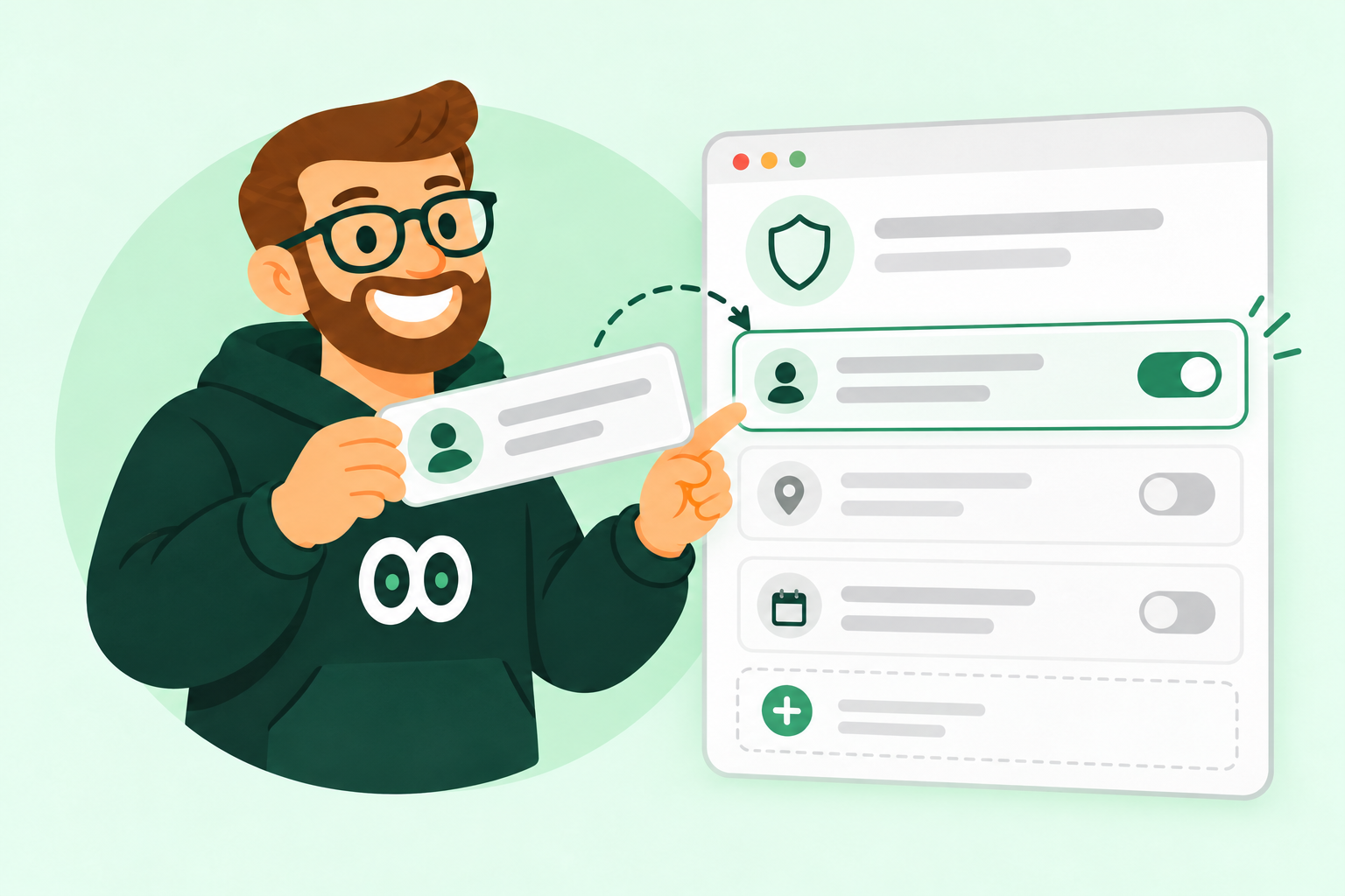 La mascota QQ añade un campo personalizado de identificación de cliente a un formulario de solicitud de privacidad.