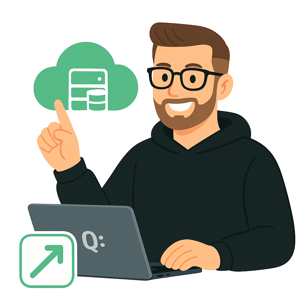 QookieQloud guide with a laptop